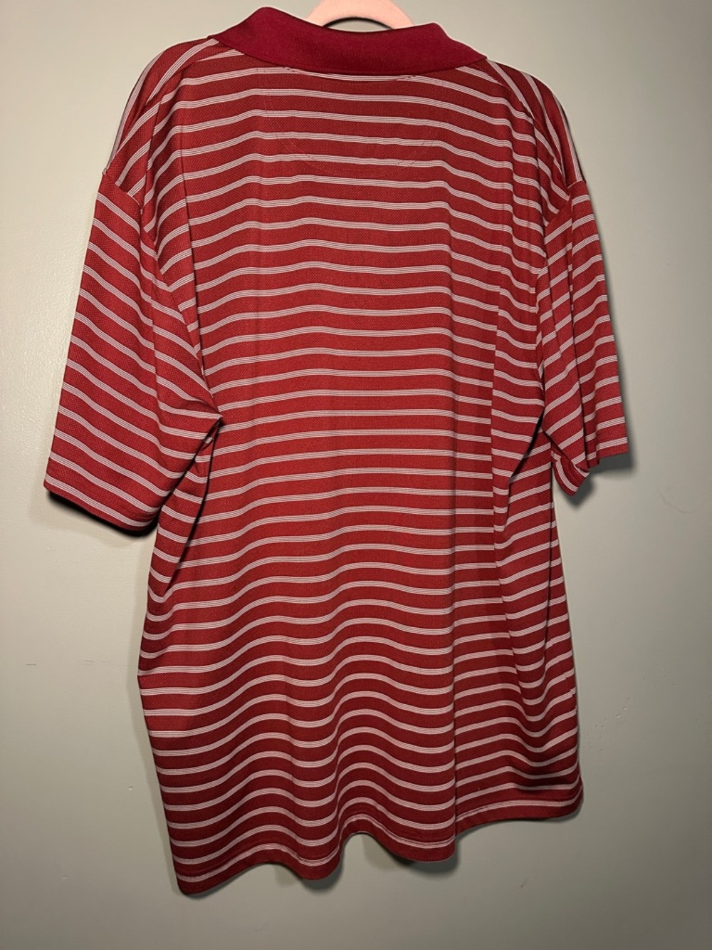 Iowa State Men's Striped Polo in Red Embroidered Logo - Picture 6 of 6